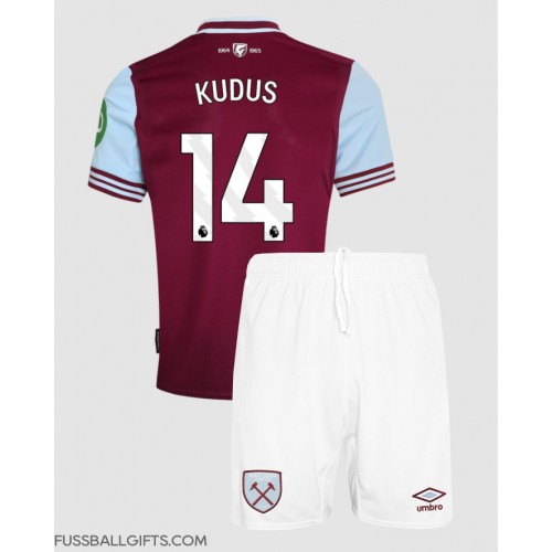 West Ham United Mohammed Kudus #14 Fußballbekleidung Heimtrikot Kinder 2024-25 Kurzarm (+ kurze hosen)